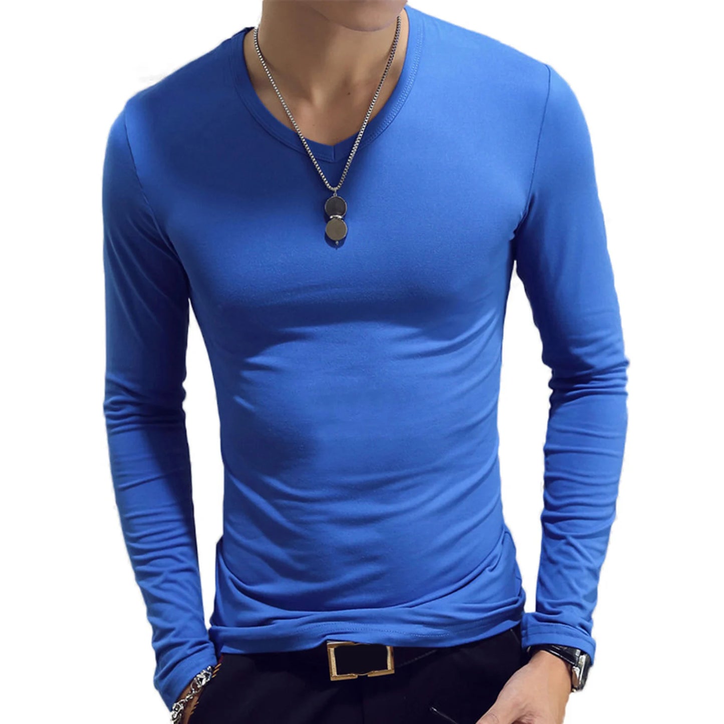 Men’s V-Neck Long Sleeve T-Shirt | Slim Fit Classic