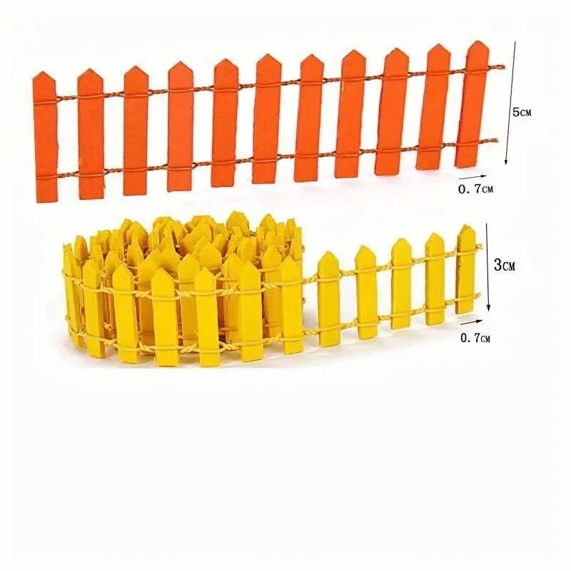 Fairy Garden Mini Fence, 35.5 Inch Wooden Miniature Picket Fence Border Decoration, Suitable For DIY Bonsai, Succulents, Flower