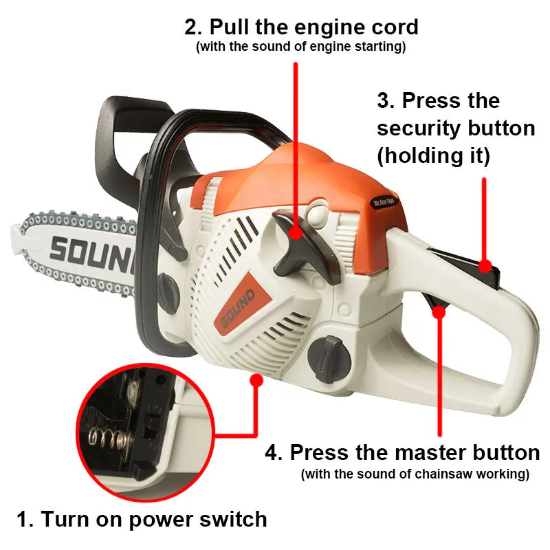 Electric Toy Chainsaw with Goggles | Kids Sound Power Tool Toy