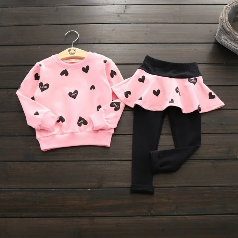 Toddler Girls Autumn & Spring Clothing Sets | T-Shirt, Skirt & Leggings