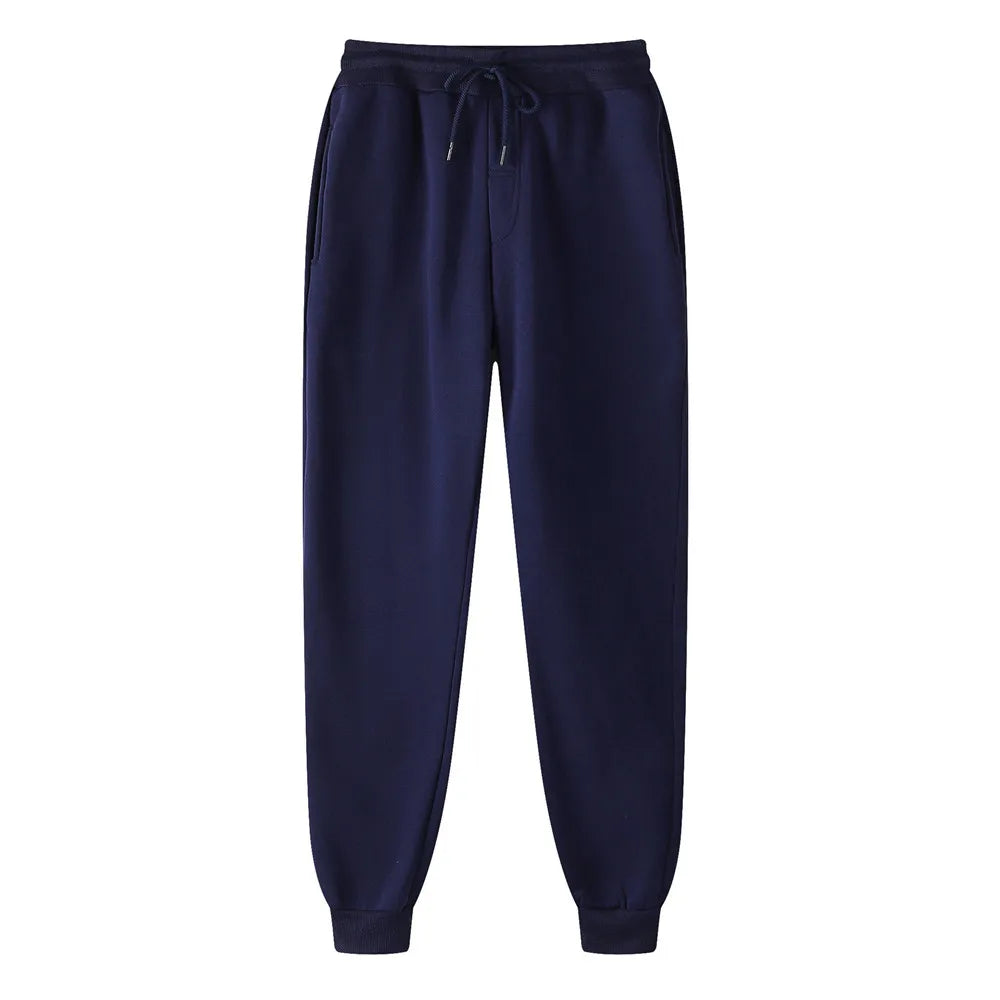 Navy blue sweatpants on a white background