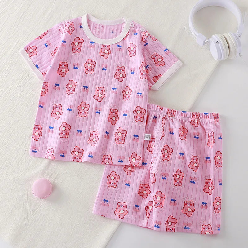 Kids Summer Clothing Sets | Cartoon Print T-Shirts & Shorts