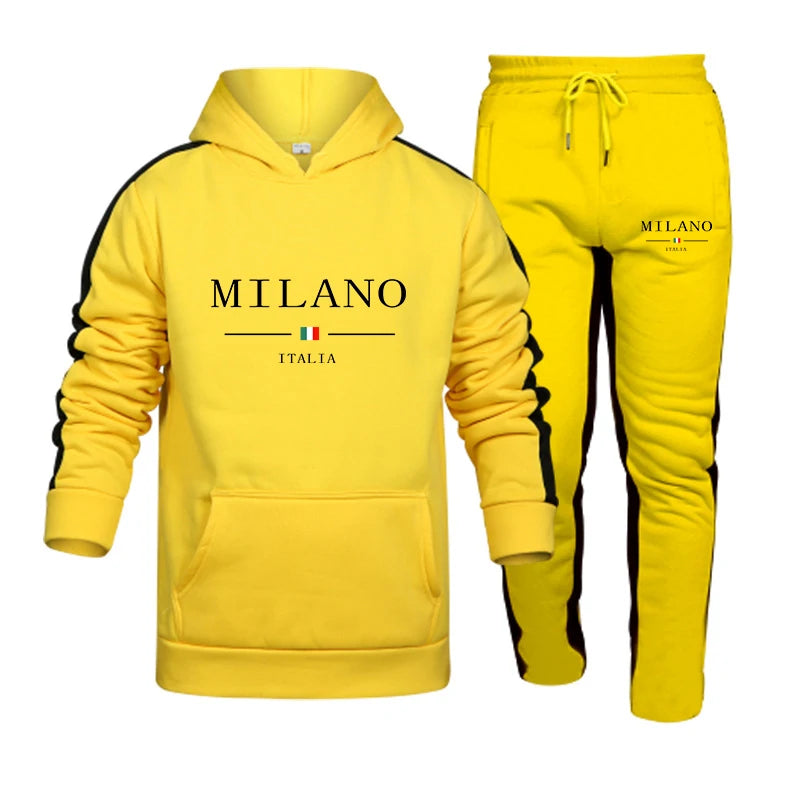 Men’s Printed Tracksuit 2-Piece Set | Casual Hooded Sweatshirt & Joggers
