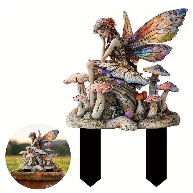 Fairy Garden Stakes Garden 2D Acrylic fairy Stakes Flower fairy outdoor ground plug Garden fairy ground plug for Yards Patio