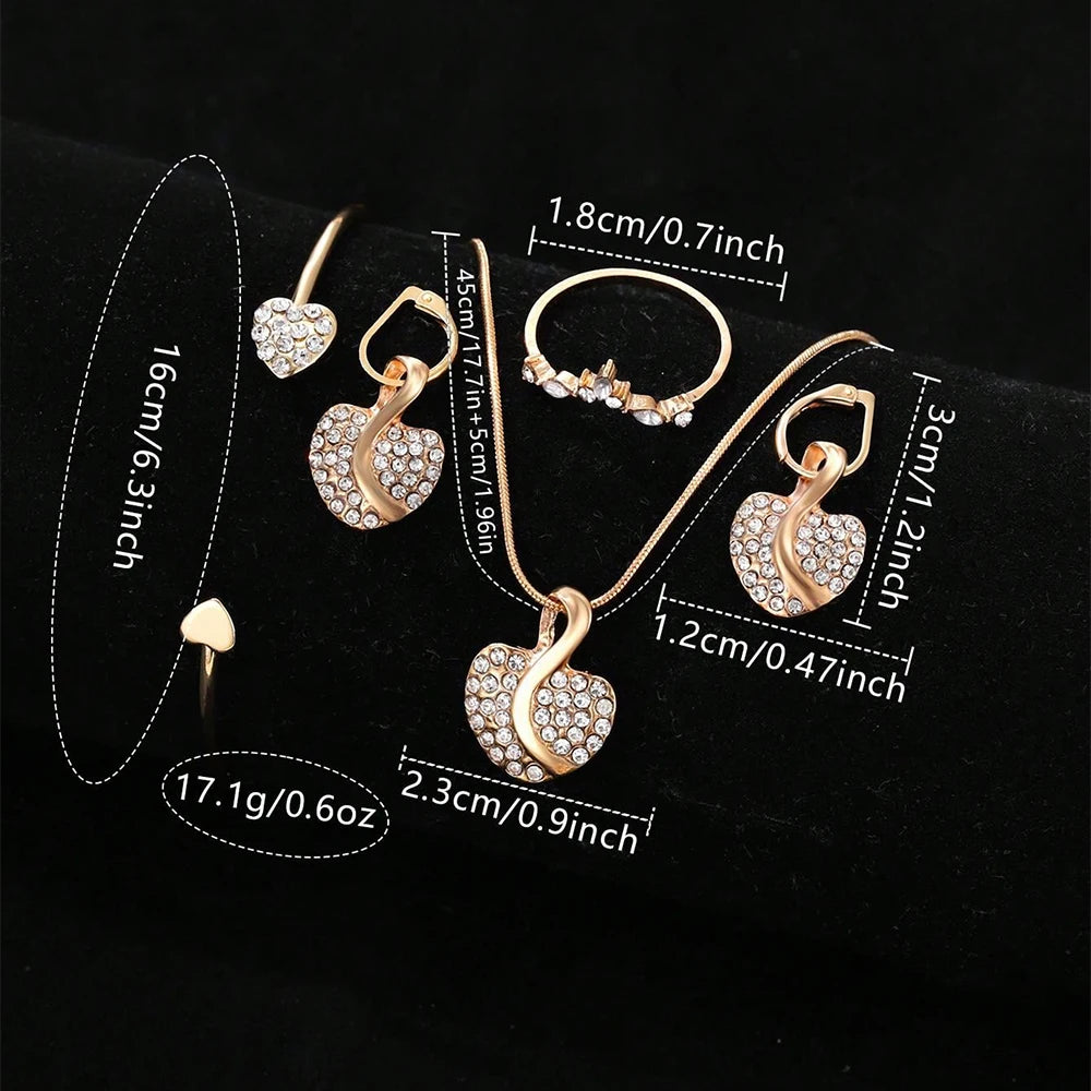 Women’s Gold Quartz Watch & Jewelry Set | Luxury Rhinestone