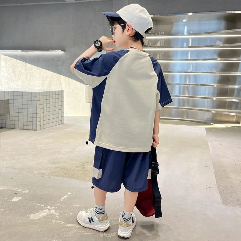 Boys’ Summer Tracksuit Sets | Short Sleeve T-Shirts & Shorts 2PCS