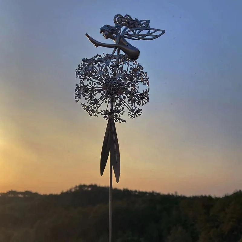 Metal Fairy Wings Garden Statues, Garden Accessories, Dandelions, Metal Elf, Decoration, Lawn, Landscape Sculpture