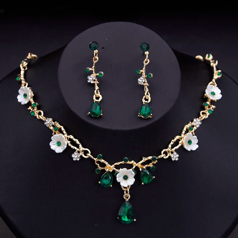 Gorgeous Crystal Bridal Jewelry Set | Luxury Flower Choker & Earrings