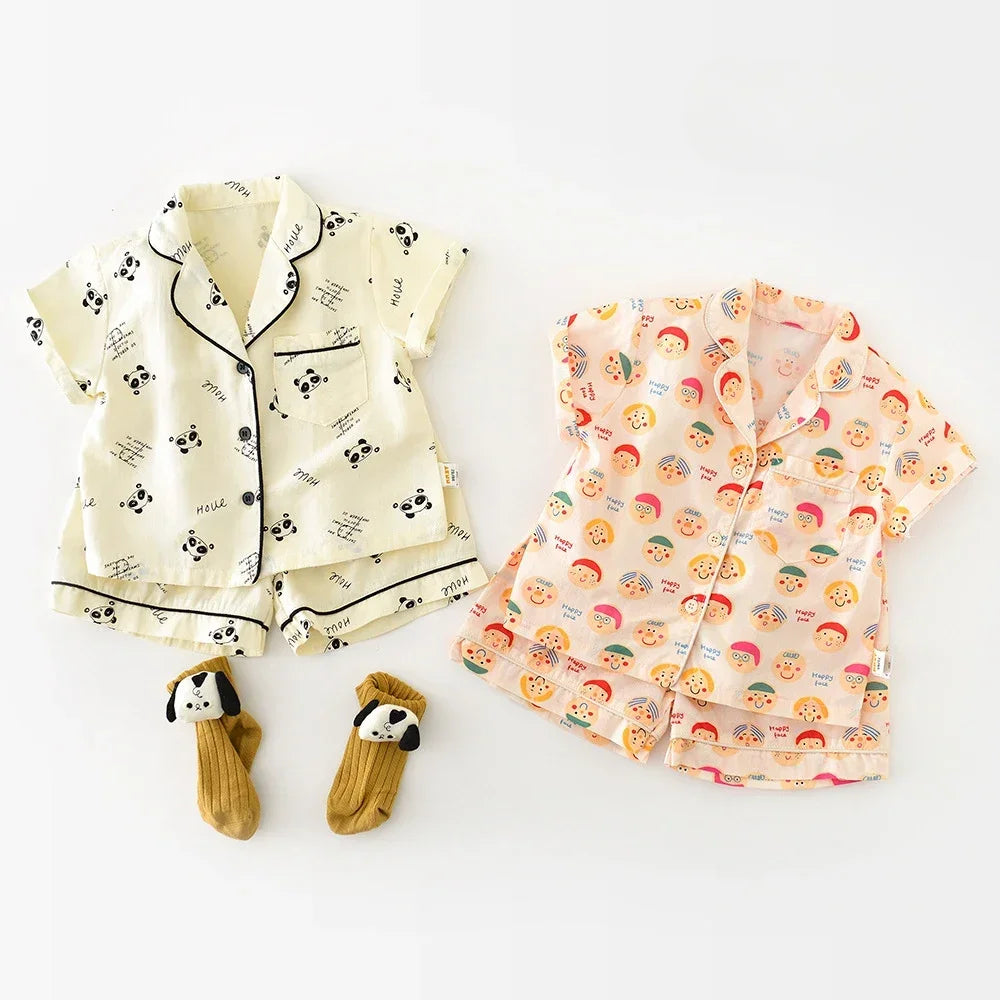 Kids Summer Pajama Set | Cartoon Print Two-Piece