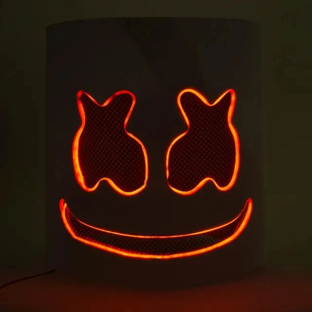 Full Face LED Neon Mask | Light-Up Marshmallow DJ Cosplay Mask