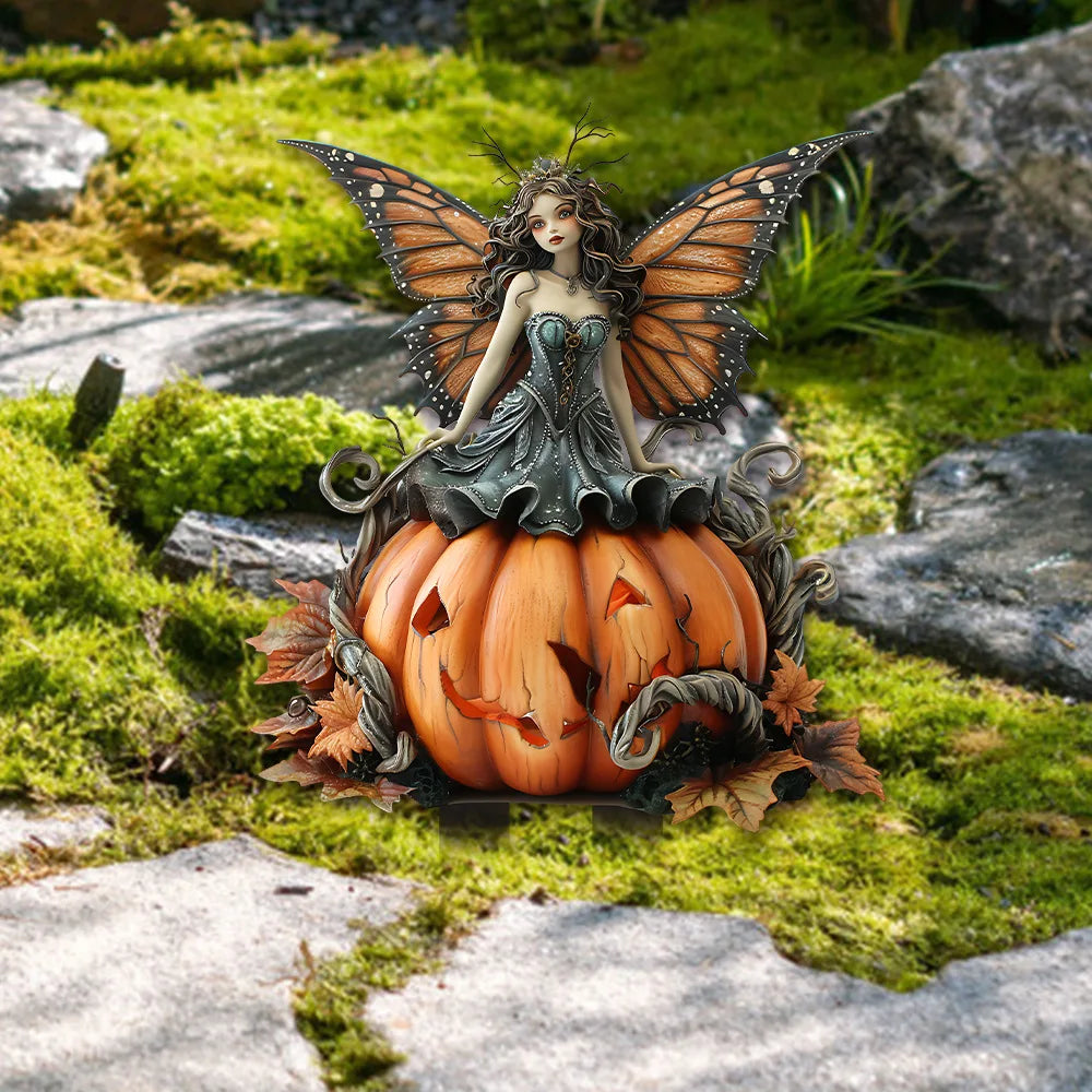 Charming Green Fairy with Dragon Garden Pile - Acrylic Outdoor Art, Bohemian Style Patio Decor, Flower Pot Landscape Accessories