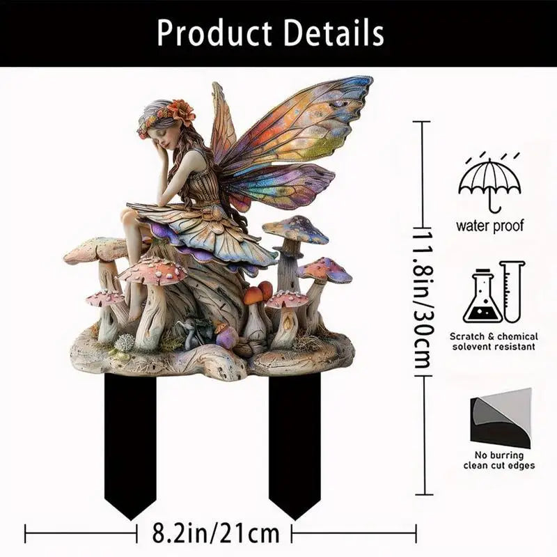 Fairy Garden Stakes Garden 2D Acrylic fairy Stakes Flower fairy outdoor ground plug Garden fairy ground plug for Yards Patio