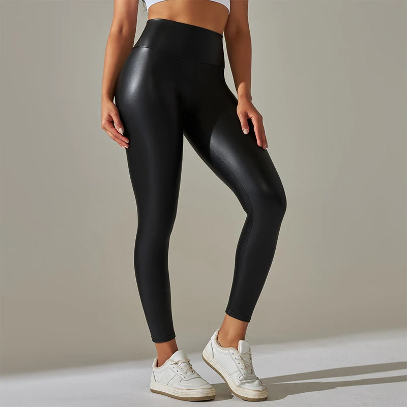 Oversized High Waist PU Leather Pants | Women’s Yoga