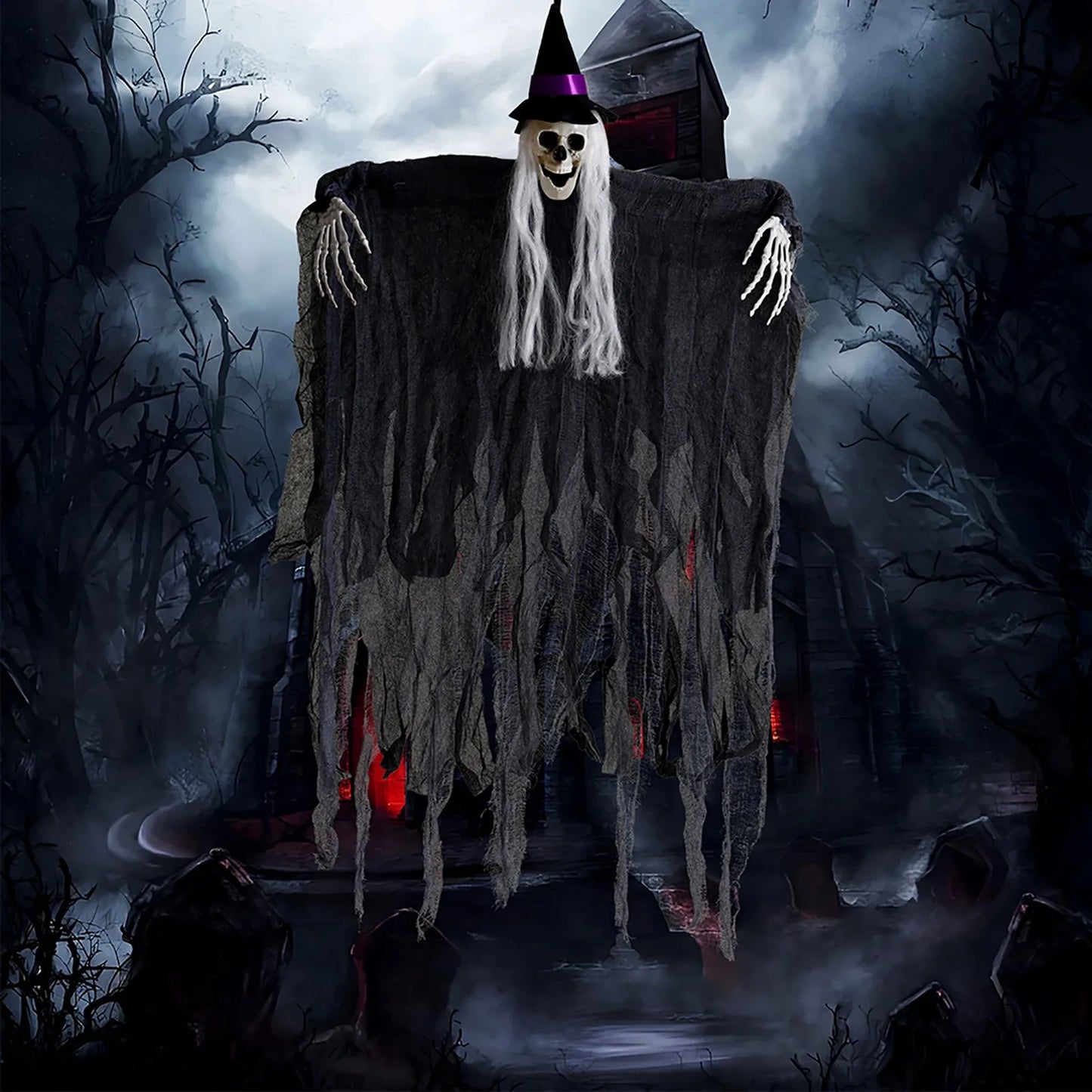 Skeleton Ghost Hanging Decoration | Horror Reaper Prop for Garden