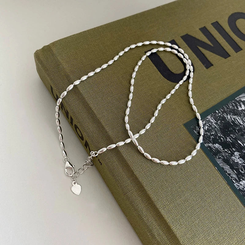 925 Sterling Silver Geometric Bead Necklace | Delicate Choker Chain