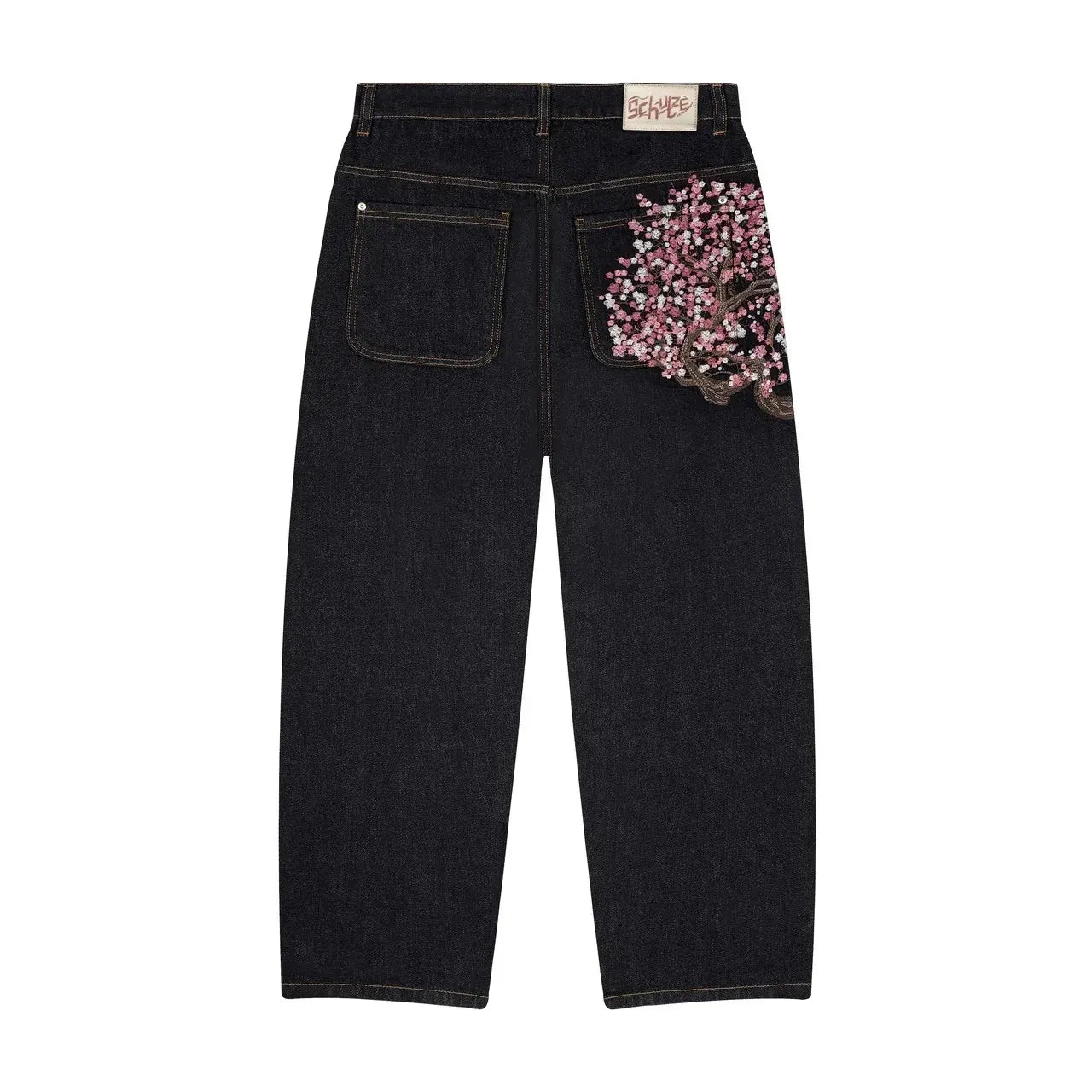 Gothic Diamond Embroidered Flared Jeans | Women’s Y2K