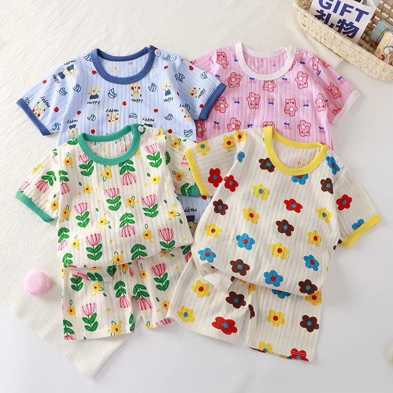Kids Summer Clothing Sets | Cartoon Print T-Shirts & Shorts