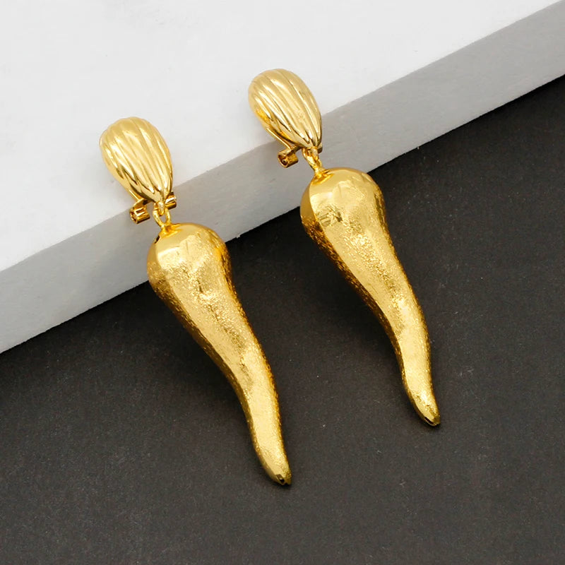 Brazilian 24K Gold Plated Jewelry Set | Chili Earrings & Pendant