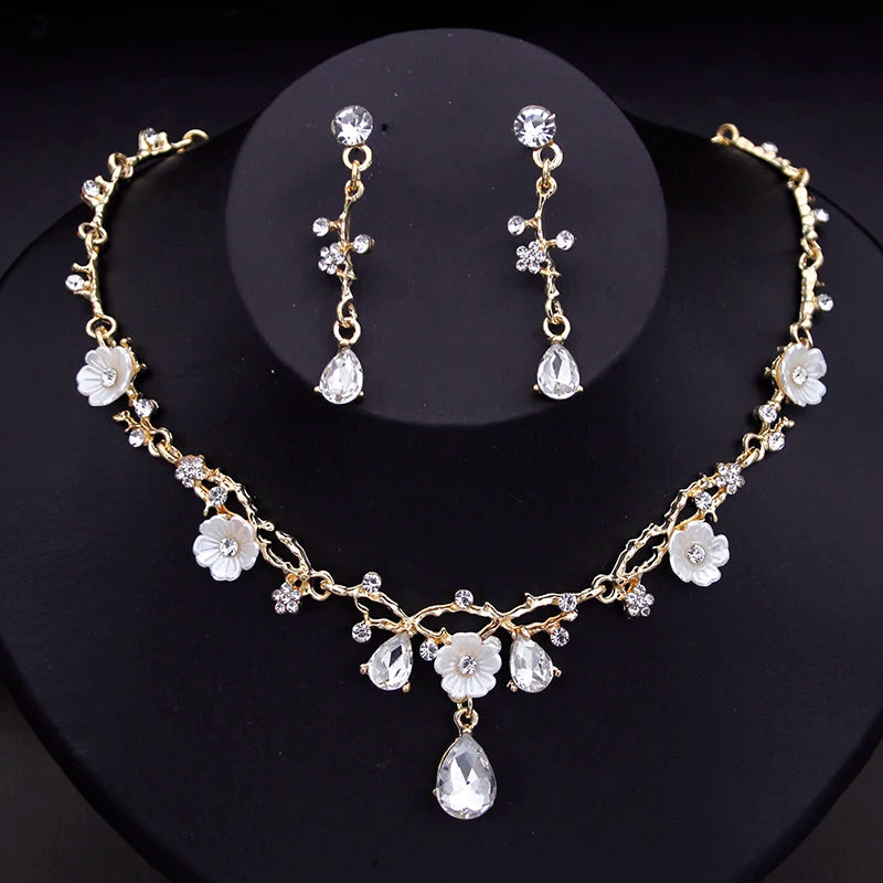 Gorgeous Crystal Bridal Jewelry Set | Luxury Flower Choker & Earrings