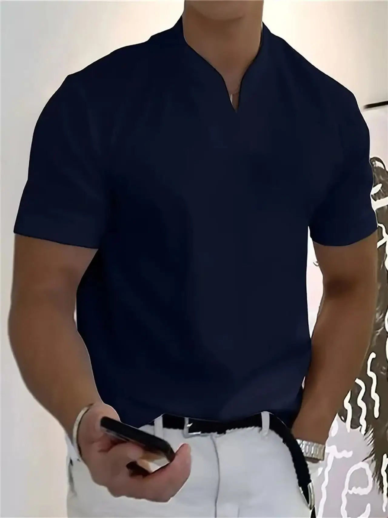 Men’s V-Neck Slim Fit T-Shirt | Summer Cotton Gym