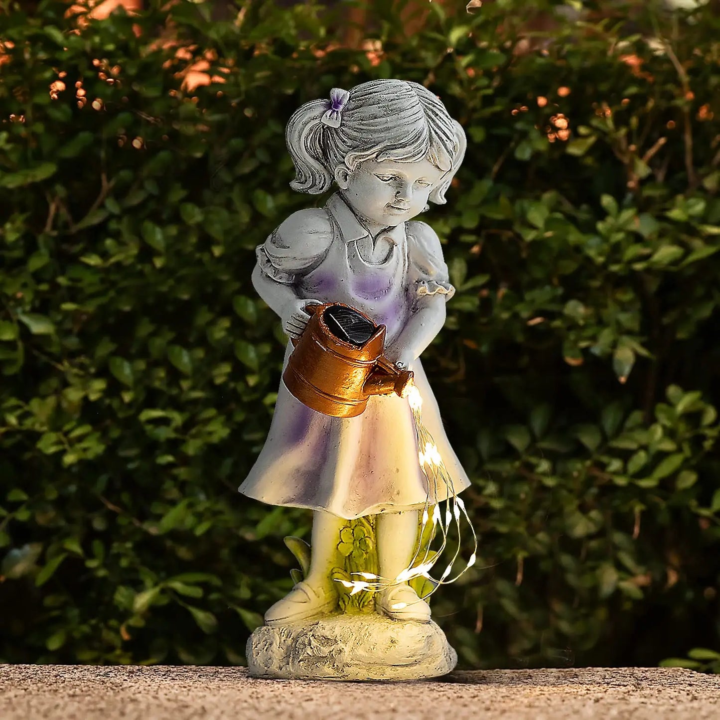 Fairy Garden Statues Girl Holding Kettle Outdoor Waterproof Resin Angel Figurines Ornament Yard Art For Patio Balcony Decor Gift