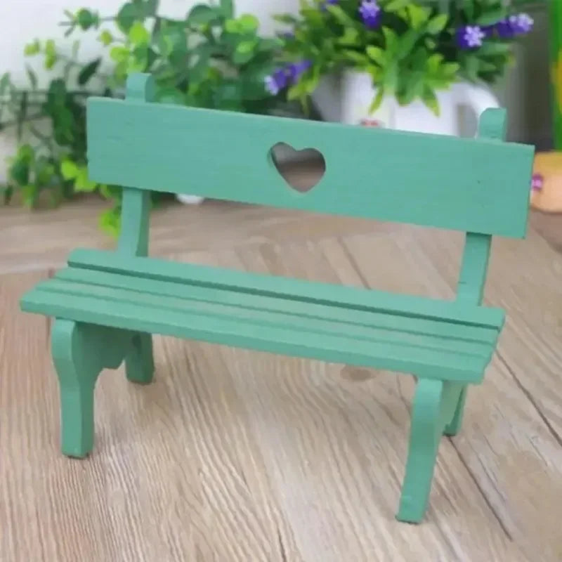 Mini Bench Miniature Fairy Garden Figurines DIY Craft Micro Landscape Dollhouse Wood Statue Home Decoration Sculptures Garten