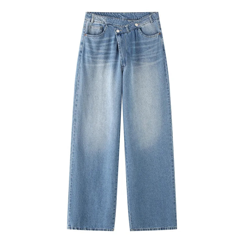 Women’s Blue Baggy Mom Jeans | High Waist Denim 2025