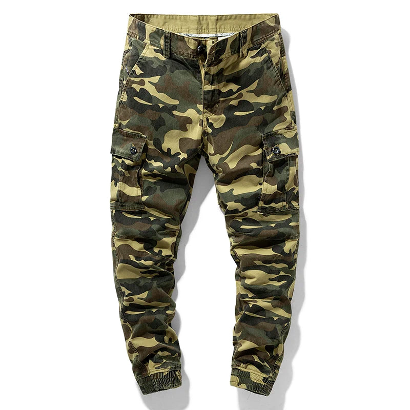 Men’s Camo Cargo Hiking Pants | Outdoor Cotton Camouflage Work Joggers