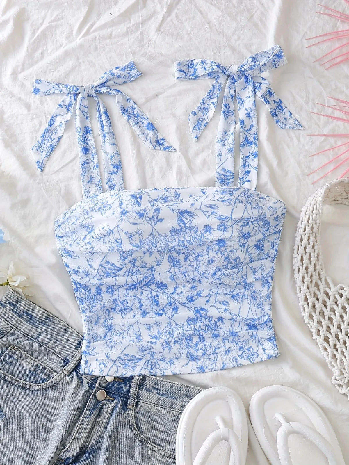 Tie Shoulder Crop Top | Women’s Y2K Summer Streetwear