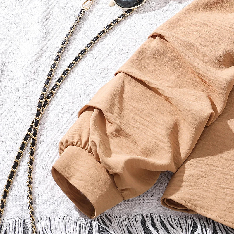 Girls’ Khaki Off-Shoulder Top & Stripe Pants Set | Summer Resort Style