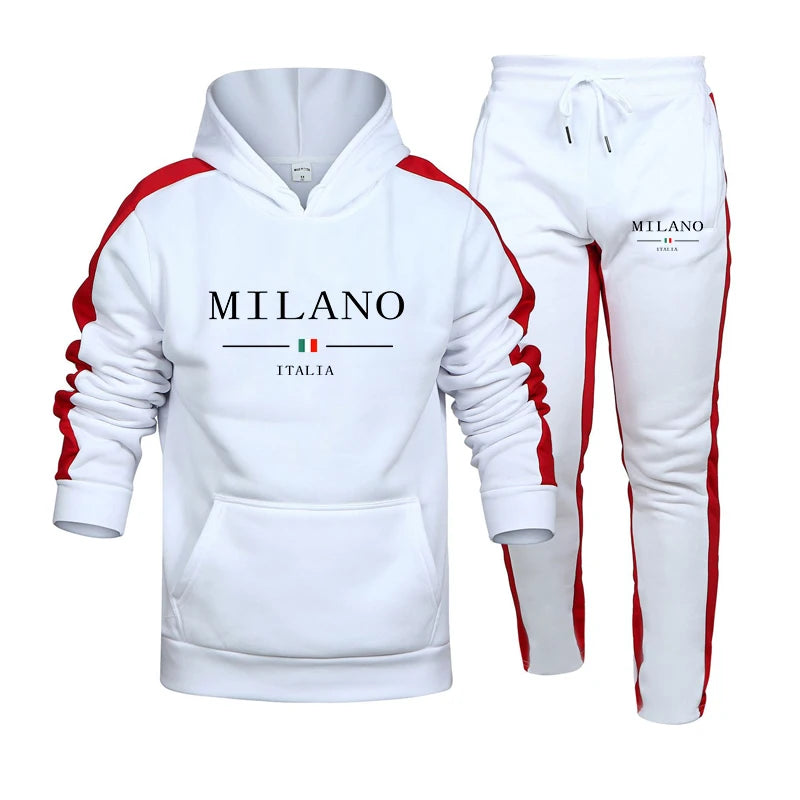 Men’s Printed Tracksuit 2-Piece Set | Casual Hooded Sweatshirt & Joggers