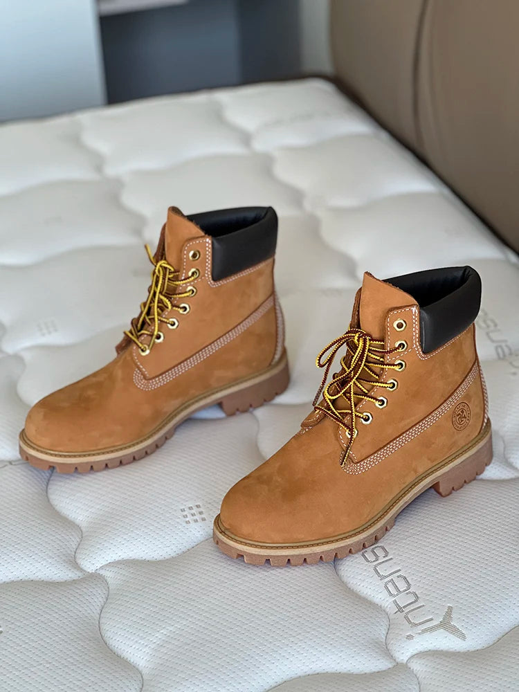 Men’s Genuine Leather Outdoor Boots | 2025 Casual Waterproof Shoes