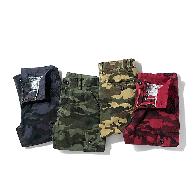 Men’s Camo Cargo Hiking Pants | Outdoor Cotton Camouflage Work Joggers