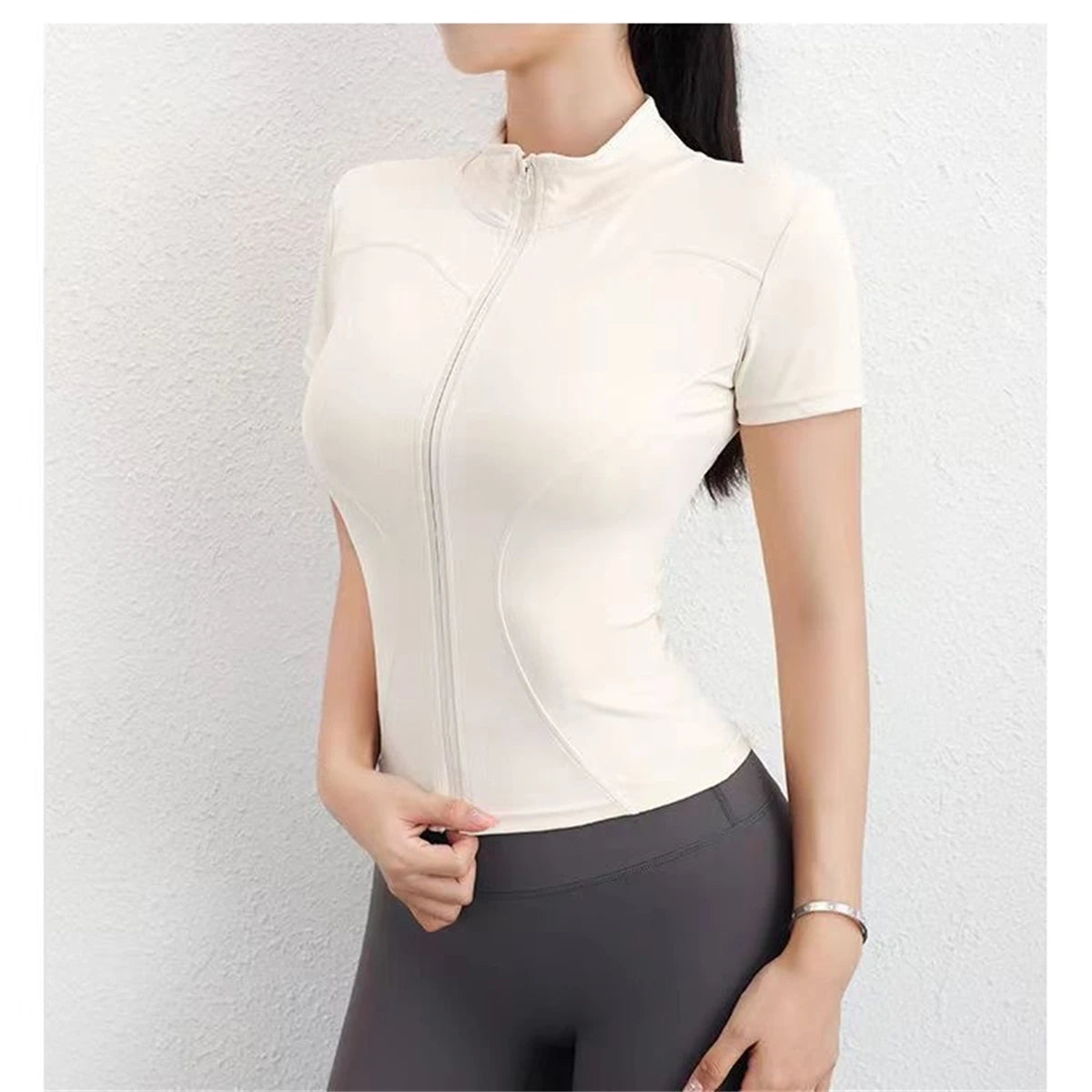 Slim Stand Collar Yoga Top | Women’s Workout Shirt