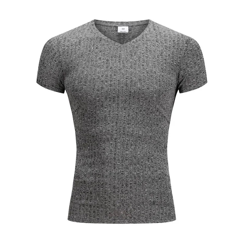 Men’s V-Neck Short Sleeve Slim Fit Sports T-Shirt
