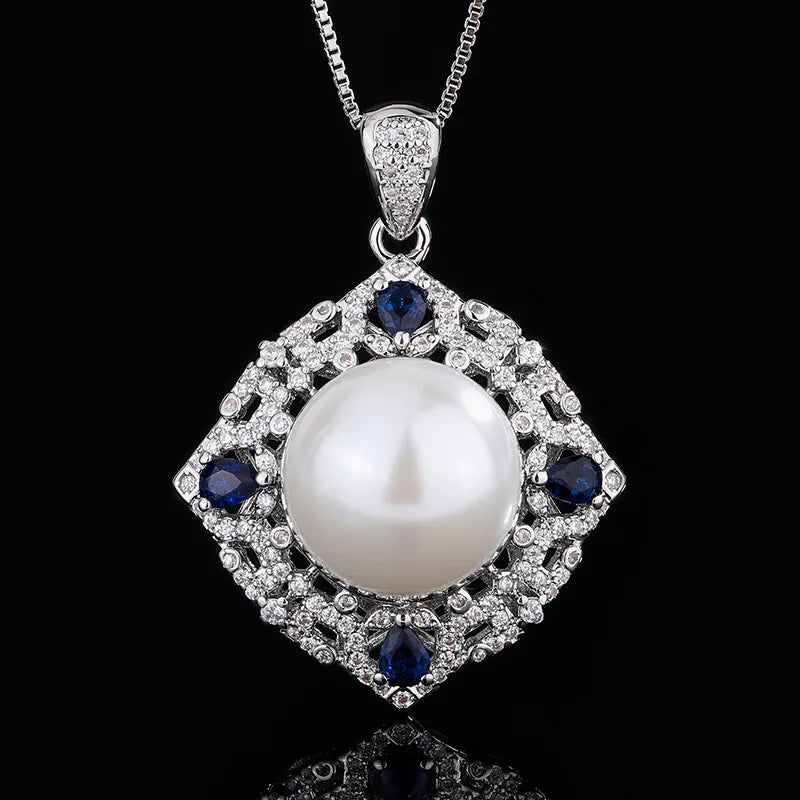 S925 Silver & 18K Gold Platinum Pearl Jewelry Set | Korean Sapphire