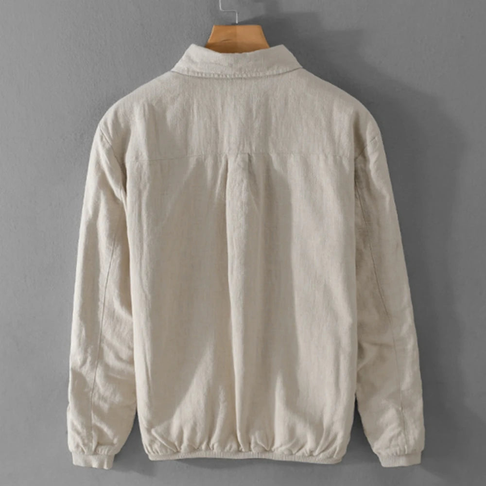 Men’s Fashion Linen Jacket Spring Autumn Casual Solid Coat