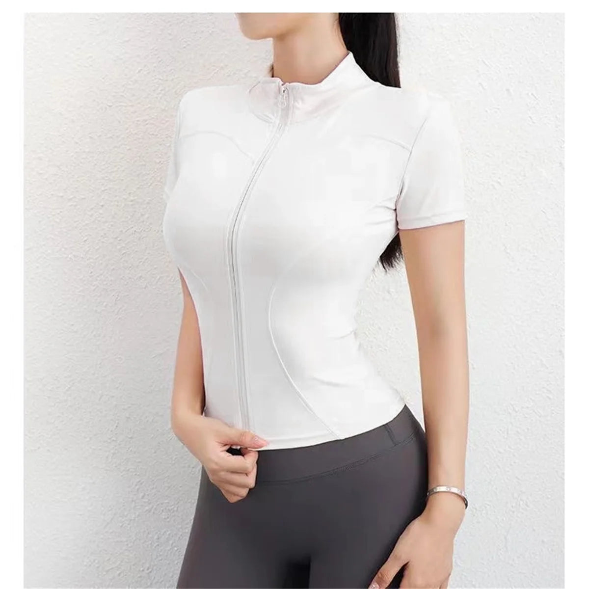 Slim Stand Collar Yoga Top | Women’s Workout Shirt