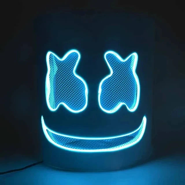 Full Face LED Neon Mask | Light-Up Marshmallow DJ Cosplay Mask