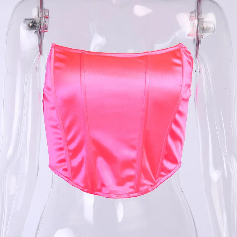 Women’s Sleeveless Off Shoulder Backless Corset Bustier Crop Top