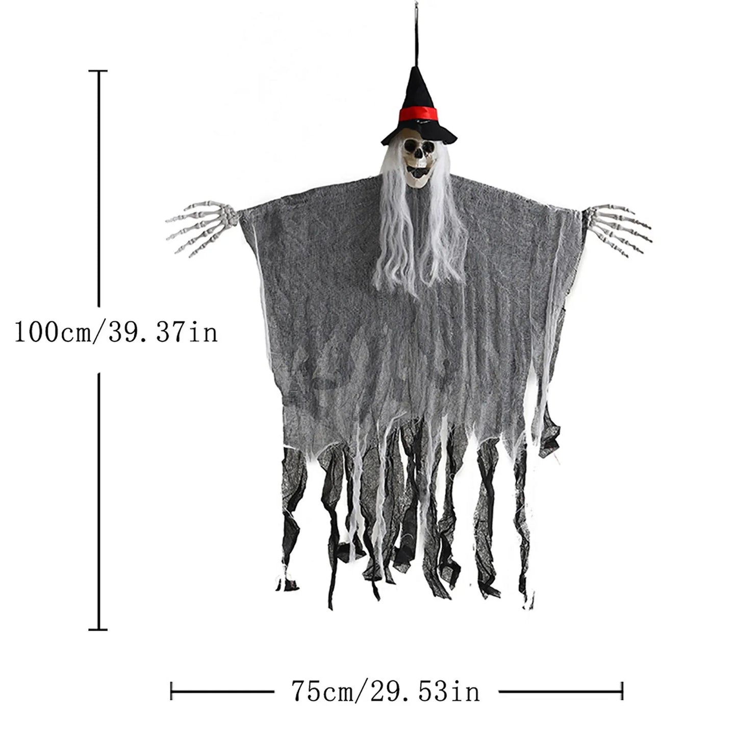 Skeleton Ghost Hanging Decoration | Horror Reaper Prop for Garden