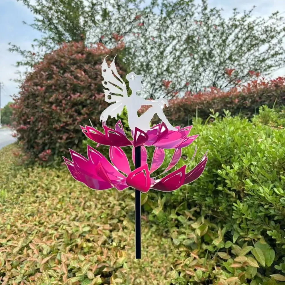 Crafts Rotating Garden Flower Fairy Sculpture Iron Art Detachable Wind Spinner Creative Metal Windmill Lawn