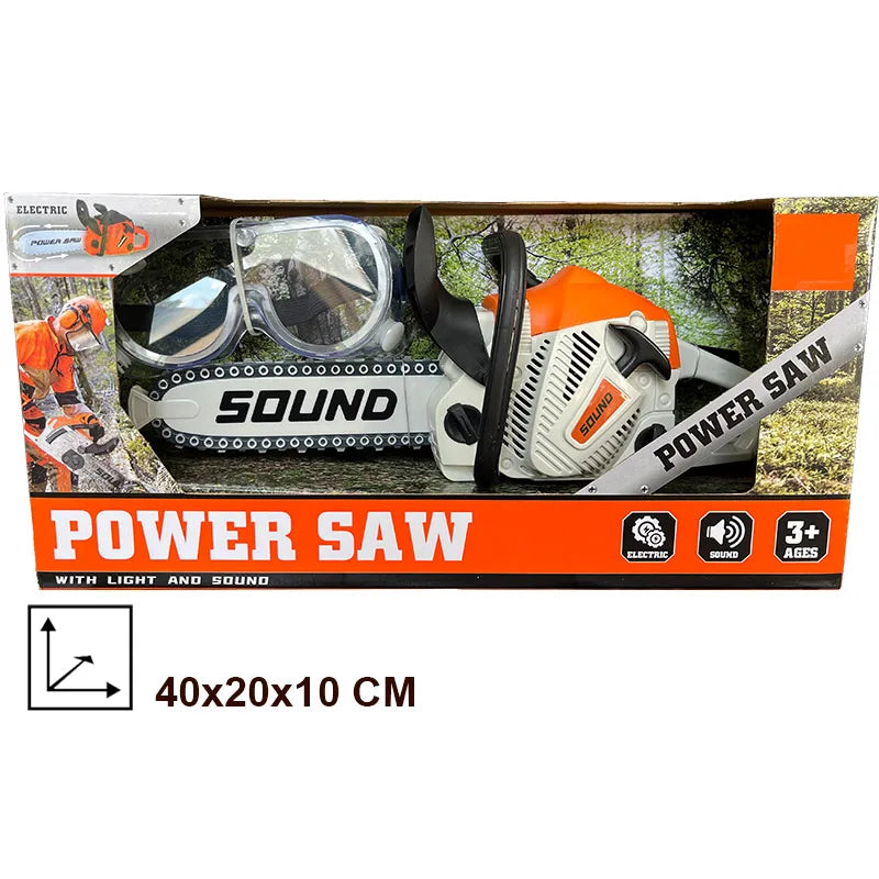 Electric Toy Chainsaw with Goggles | Kids Sound Power Tool Toy