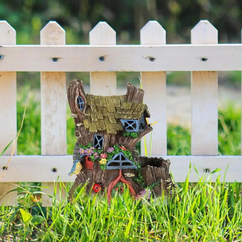 Fairy Garden House Wood Miniature Window And Door Decoration For Tree Art Sculpture Garden Decor For Porch Wall Living Room