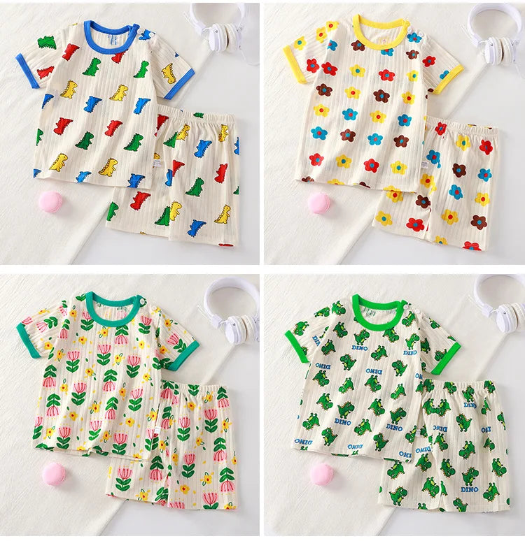 Kids Summer Clothing Sets | Cartoon Print T-Shirts & Shorts