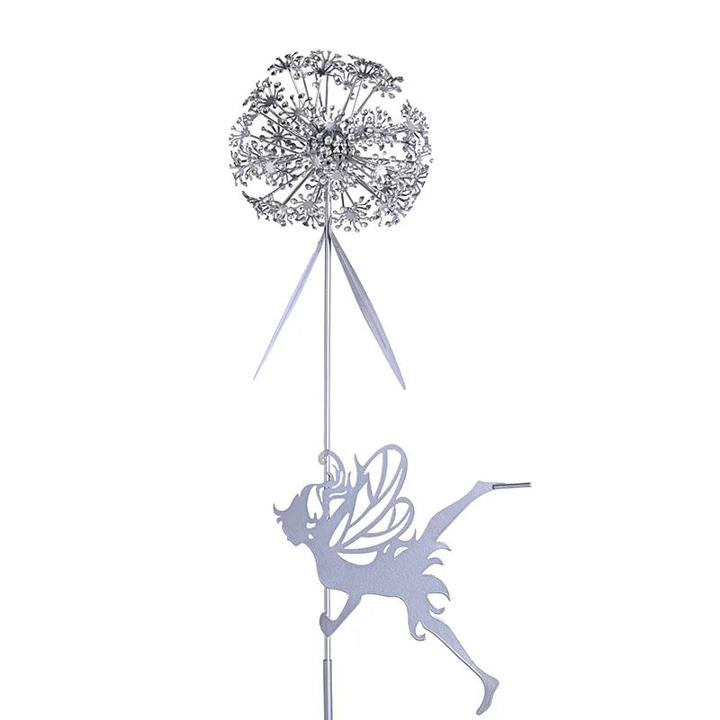 Metal Fairy Wings Garden Statues, Garden Accessories, Dandelions, Metal Elf, Decoration, Lawn, Landscape Sculpture