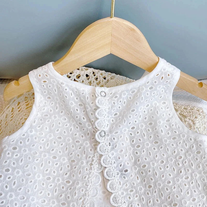 2025 Korean Kids Summer Set | Cotton Halter Vest & Denim Shorts