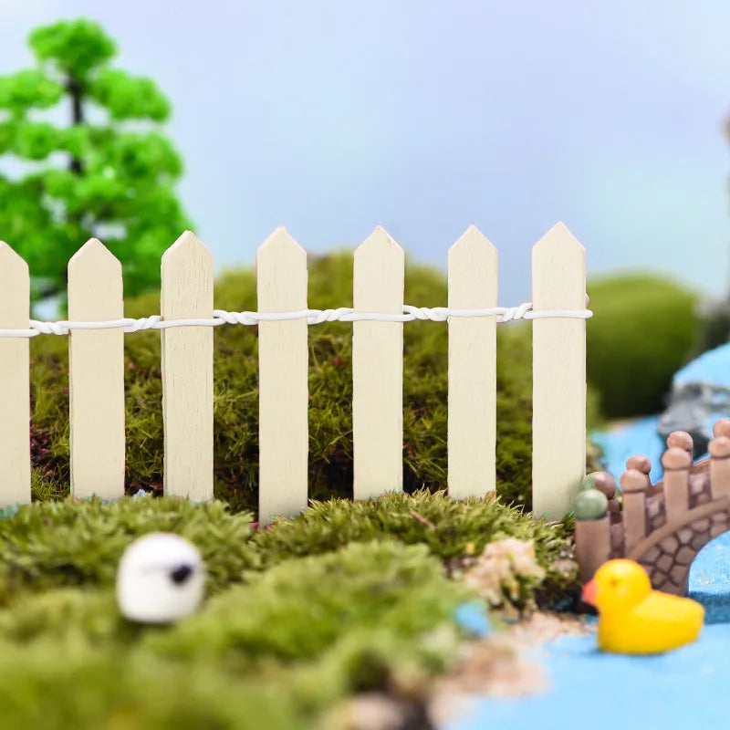Fairy Garden Mini Fence, 35.5 Inch Wooden Miniature Picket Fence Border Decoration, Suitable For DIY Bonsai, Succulents, Flower