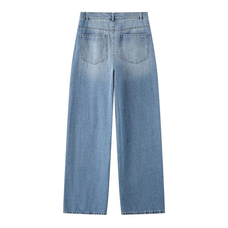 Women’s Blue Baggy Mom Jeans | High Waist Denim 2025