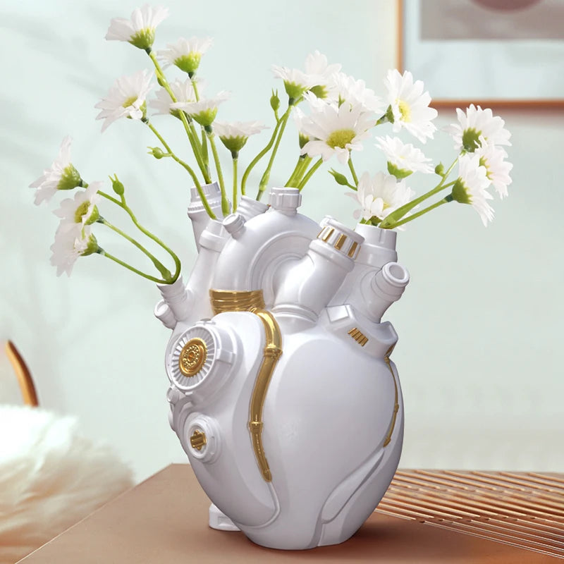 Mechanical Heart Cardiac Vase – Resin Home Decor & Unique Flower